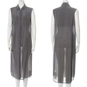 T by Alexander Wang Brown Taupe 100% Silk Sleeveless‎ Midi Shirt Dress – XS